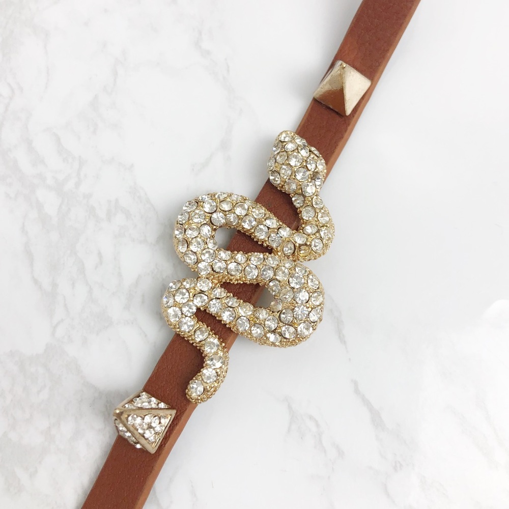 Rhinestone Snake Studded Wrap Bracelet - Picture 3 of 5
